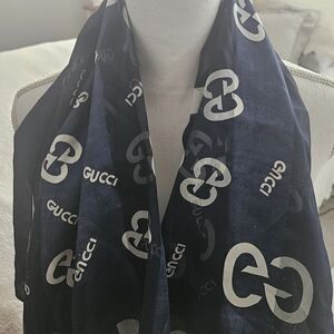 Monogram Dark Blue Square Scarf New Without tags